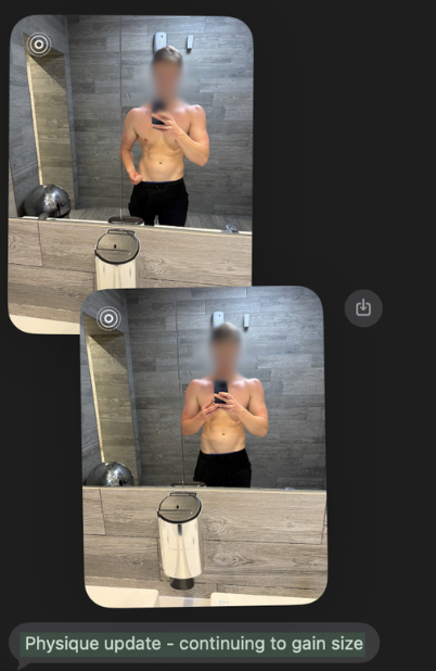 Physique update continuing to gain size